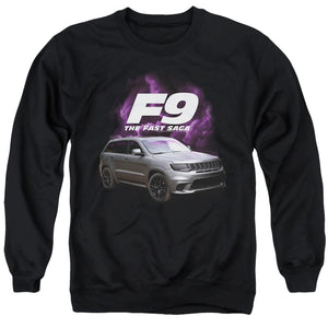 AN OFFCIALLY LICENSED FAST AND THE FURIOUS 9 JEEP ADULT UNISEX CREWNECK SWEATSHIRT BLACK