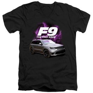 AN OFFCIALLY LICENSED FAST AND THE FURIOUS 9 JEEP MEN'S V-NECK T-SHIRT BLACK