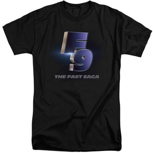 AN OFFCIALLY LICENSED FAST AND THE FURIOUS 9 F9 POSTER LOGO MEN'S TALL FIT T-SHIRT BLACK