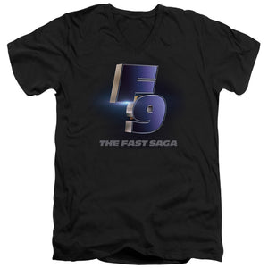 AN OFFCIALLY LICENSED FAST AND THE FURIOUS 9 F9 POSTER LOGO MEN'S V-NECK T-SHIRT BLACK