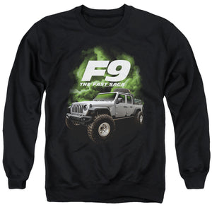 AN OFFCIALLY LICENSED FAST AND THE FURIOUS 9 TRUCK ADULT UNISEX CREWNECK SWEATSHIRT BLACK