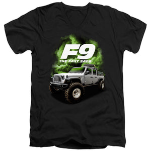 AN OFFCIALLY LICENSED FAST AND THE FURIOUS 9 TRUCK MEN'S V-NECK T-SHIRT BLACK