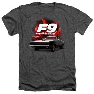 AN OFFCIALLY LICENSED FAST AND THE FURIOUS 9 CAMERO MEN'S HEATHER T-SHIRT CHARCOAL