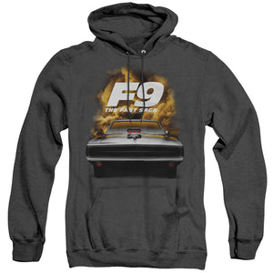 AN OFFCIALLY LICENSED FAST AND THE FURIOUS 9 CAMERO FRONT ADULT UNISEX HEATHER PULLOVER HOODIE BLACK