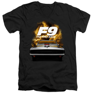AN OFFCIALLY LICENSED FAST AND THE FURIOUS 9 CAMERO FRONT MEN'S V-NECK T-SHIRT BLACK
