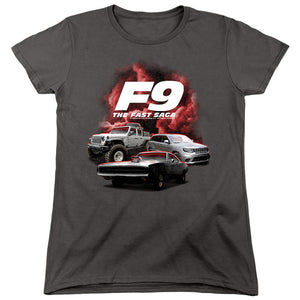 AN OFFCIALLY LICENSED FAST AND THE FURIOUS 9 CAR GROUP WOMEN'S REGULAR FIT T-SHIRT BLACK