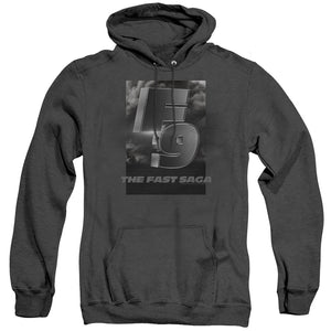 AN OFFCIALLY LICENSED FAST AND THE FURIOUS 9 F9 SMOKE LOGO ADULT UNISEX HEATHER PULLOVER HOODIE BLACK