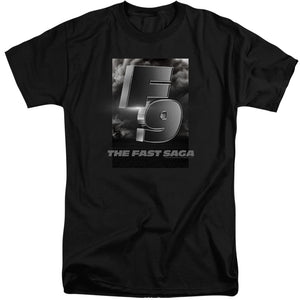 AN OFFCIALLY LICENSED FAST AND THE FURIOUS 9 F9 SMOKE LOGO MEN'S TALL FIT T-SHIRT BLACK