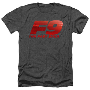 AN OFFCIALLY LICENSED FAST AND THE FURIOUS 9 F9 MAPLOGO MEN'S HEATHER T-SHIRT CHARCOAL
