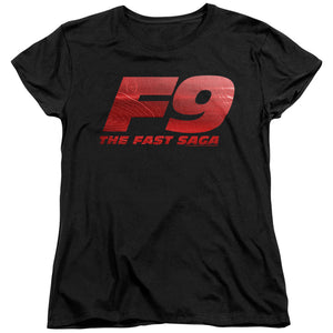 AN OFFCIALLY LICENSED FAST AND THE FURIOUS 9 F9 MAPLOGO WOMEN'S REGULAR FIT T-SHIRT BLACK