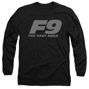 AN OFFCIALLY LICENSED FAST AND THE FURIOUS 9 F9 LOGO MEN'S LONG SLEEVE T-SHIRT BLACK