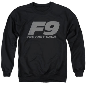 AN OFFCIALLY LICENSED FAST AND THE FURIOUS 9 F9 LOGO ADULT UNISEX CREWNECK SWEATSHIRT BLACK