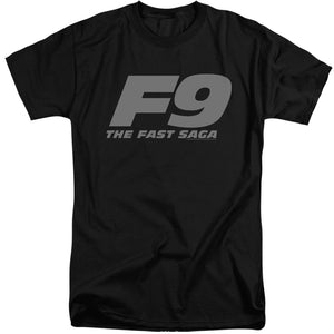 AN OFFCIALLY LICENSED FAST AND THE FURIOUS 9 F9 LOGO MEN'S TALL FIT T-SHIRT BLACK