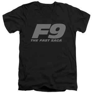 AN OFFCIALLY LICENSED FAST AND THE FURIOUS 9 F9 LOGO MEN'S V-NECK T-SHIRT BLACK