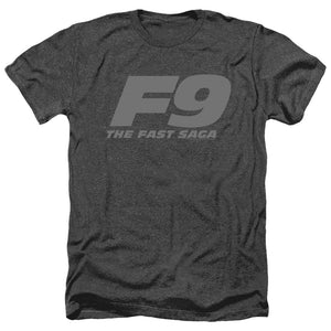 AN OFFCIALLY LICENSED FAST AND THE FURIOUS 9 F9 LOGO MEN'S HEATHER T-SHIRT CHARCOAL
