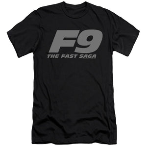 AN OFFCIALLY LICENSED FAST AND THE FURIOUS 9 F9 LOGO MEN'S PREMIUM SLIM FIT T-SHIRT BLACK