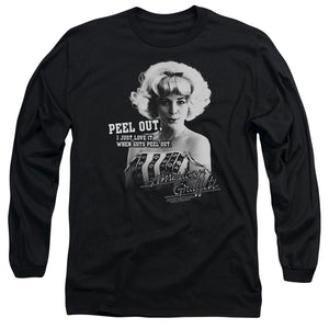 AN OFFCIALLY LICENSED AMERICAN GRAFFITI PEEL OUT MEN'S LONG SLEEVE T-SHIRT BLACK