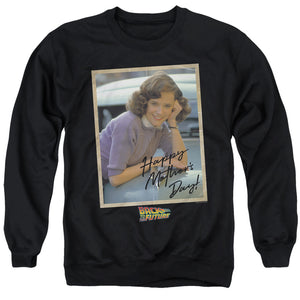 AN OFFCIALLY LICENSED BACK TO THE FUTURE BTTF MOTHERS DAY ADULT UNISEX CREWNECK SWEATSHIRT BLACK