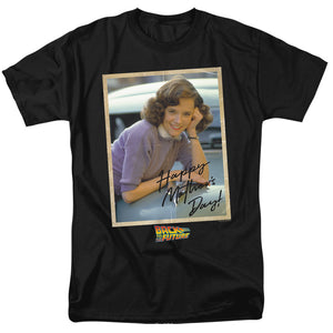 AN OFFCIALLY LICENSED BACK TO THE FUTURE BTTF MOTHERS DAY MEN'S REGULAR FIT T-SHIRT BLACK