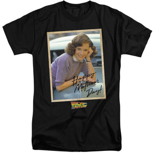 AN OFFCIALLY LICENSED BACK TO THE FUTURE BTTF MOTHERS DAY MEN'S TALL FIT T-SHIRT BLACK