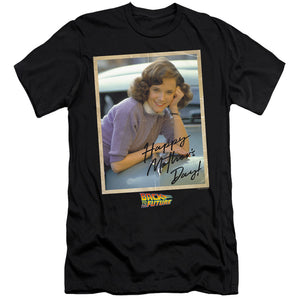 AN OFFCIALLY LICENSED BACK TO THE FUTURE BTTF MOTHERS DAY MEN'S PREMIUM SLIM FIT T-SHIRT BLACK