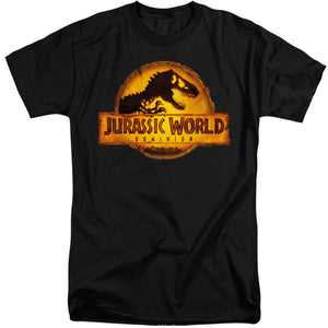 AN OFFCIALLY LICENSED JURASSIC WORLD RENDERED LOGO MEN'S TALL FIT T-SHIRT BLACK