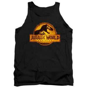 AN OFFCIALLY LICENSED JURASSIC WORLD RENDERED LOGO ADULT UNISEX TANK TOP BLACK