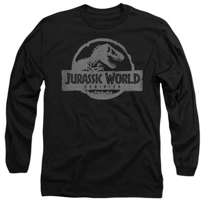 AN OFFCIALLY LICENSED JURASSIC WORLD DOMINION VINTAGE LOGO MEN'S LONG SLEEVE T-SHIRT BLACK