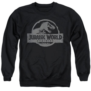 AN OFFCIALLY LICENSED JURASSIC WORLD DOMINION VINTAGE LOGO ADULT UNISEX CREWNECK SWEATSHIRT BLACK