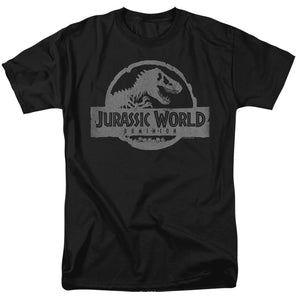 AN OFFCIALLY LICENSED JURASSIC WORLD DOMINION VINTAGE LOGO MEN'S REGULAR FIT T-SHIRT BLACK