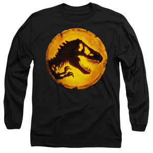 AN OFFCIALLY LICENSED JURASSIC WORLD DOMINION ICON MEN'S LONG SLEEVE T-SHIRT BLACK