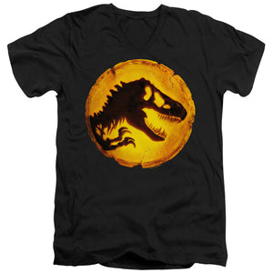 AN OFFCIALLY LICENSED JURASSIC WORLD DOMINION ICON MEN'S V-NECK T-SHIRT BLACK