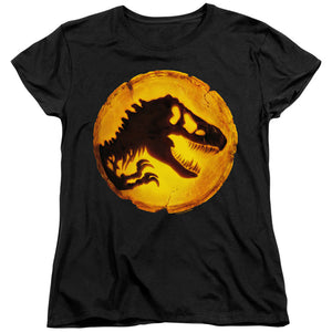 AN OFFCIALLY LICENSED JURASSIC WORLD DOMINION ICON WOMEN'S REGULAR FIT T-SHIRT BLACK