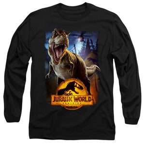 AN OFFCIALLY LICENSED JURASSIC WORLD NO MORE FENCES MEN'S LONG SLEEVE T-SHIRT BLACK