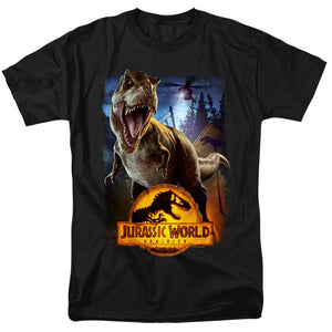 AN OFFCIALLY LICENSED JURASSIC WORLD NO MORE FENCES MEN'S REGULAR FIT T-SHIRT BLACK