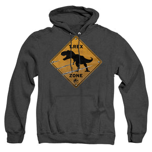 AN OFFCIALLY LICENSED JURASSIC WORLD TREX ZONE ADULT UNISEX HEATHER PULLOVER HOODIE BLACK