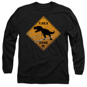 AN OFFCIALLY LICENSED JURASSIC WORLD TREX ZONE MEN'S LONG SLEEVE T-SHIRT BLACK
