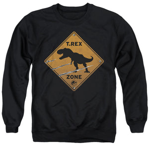 AN OFFCIALLY LICENSED JURASSIC WORLD TREX ZONE ADULT UNISEX CREWNECK SWEATSHIRT BLACK