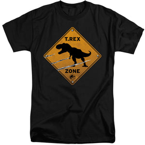 AN OFFCIALLY LICENSED JURASSIC WORLD TREX ZONE MEN'S TALL FIT T-SHIRT BLACK
