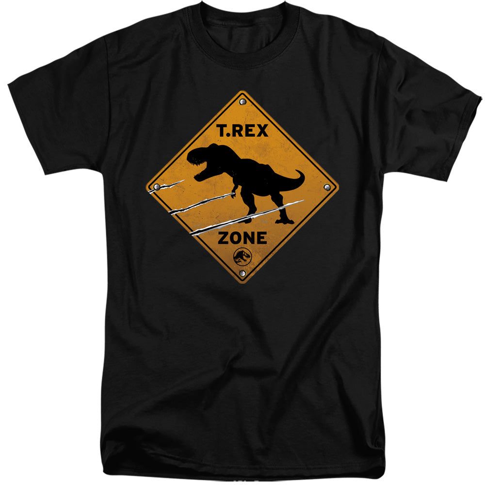 AN OFFCIALLY LICENSED JURASSIC WORLD TREX ZONE MEN'S TALL FIT T-SHIRT BLACK