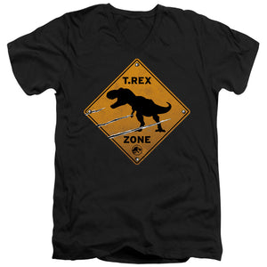 AN OFFCIALLY LICENSED JURASSIC WORLD TREX ZONE MEN'S V-NECK T-SHIRT BLACK