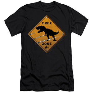 AN OFFCIALLY LICENSED JURASSIC WORLD TREX ZONE MEN'S PREMIUM SLIM FIT T-SHIRT BLACK