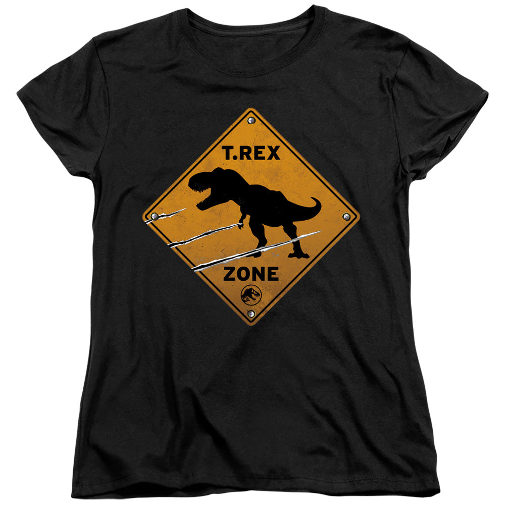 AN OFFCIALLY LICENSED JURASSIC WORLD TREX ZONE WOMEN'S REGULAR FIT T-SHIRT BLACK