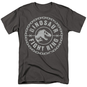 AN OFFCIALLY LICENSED JURASSIC WORLD DINO FIGHT RING MEN'S REGULAR FIT T-SHIRT CHARCOAL