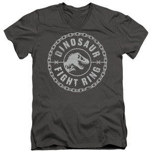 AN OFFCIALLY LICENSED JURASSIC WORLD DINO FIGHT RING MEN'S V-NECK T-SHIRT CHARCOAL