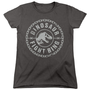 AN OFFCIALLY LICENSED JURASSIC WORLD DINO FIGHT RING WOMEN'S REGULAR FIT T-SHIRT CHARCOAL
