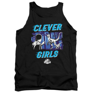 AN OFFCIALLY LICENSED JURASSIC WORLD DOMINIONS CLEVER GIRL ADULT UNISEX TANK TOP BLACK