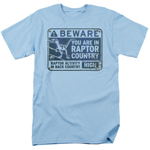 AN OFFCIALLY LICENSED JURASSIC WORLD RAPTOR SIGN MEN'S REGULAR FIT T-SHIRT LIGHT BLUE
