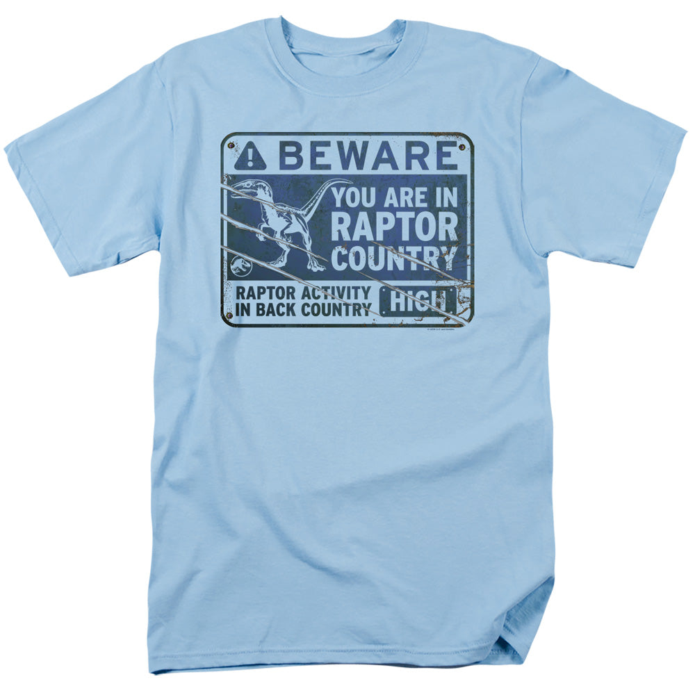 AN OFFCIALLY LICENSED JURASSIC WORLD RAPTOR SIGN MEN'S REGULAR FIT T-SHIRT LIGHT BLUE