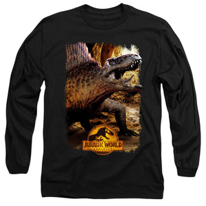 AN OFFCIALLY LICENSED JURASSIC WORLD DIMETRODON BEAUTY SHOT MEN'S LONG SLEEVE T-SHIRT BLACK